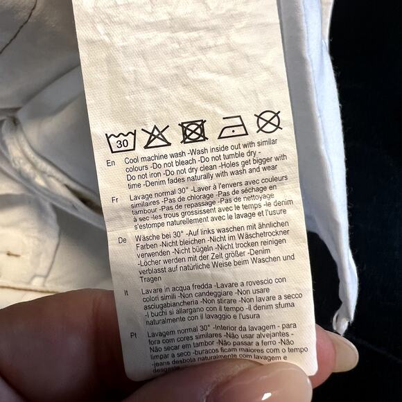 Rolla's Women 29 Classic Straight High Rise Regular Fit White Jeans Brown Trim - Picture 11 of 12